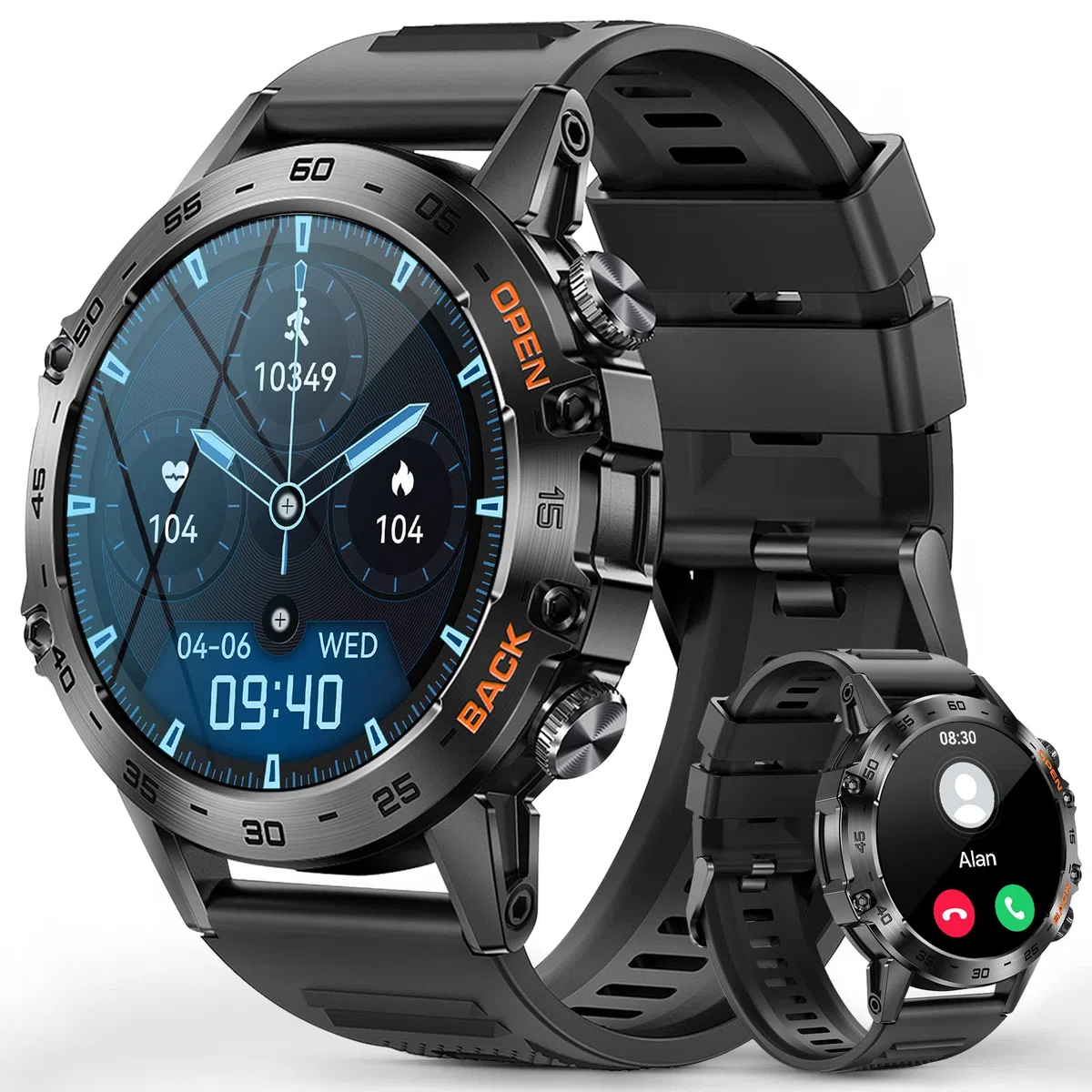 Smartwatch Herren mit Telefonfunktion, 1.39" Touchscreen Smartwatch, IP68 Wasserdicht Sportuhr, 100+Sportmodi mit Fitness Tracker, Blutdruckmessung, Schlafmonitor, SpO2, 20+Tage Akku, Android iOS
