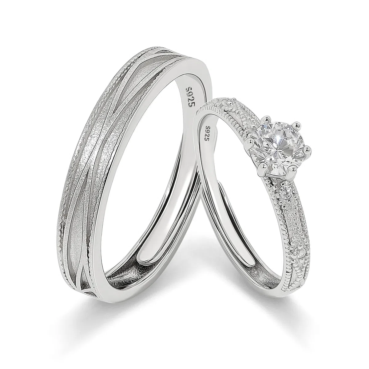 Meissa Paar-Ringe Eheringe Silber 925 Paarpreis Funkelndes Diamantdesign Perfekt für Verlobung Heirat und Hochzeit Ideales Geschenk zum Jahrestag