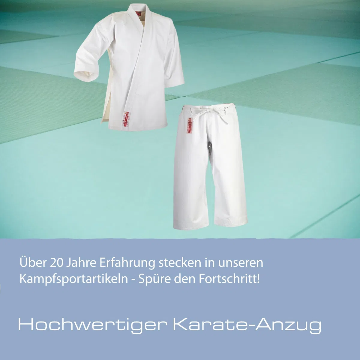 Ju-Sports Karate Anzug Master weiß 16 oz. I Schwerer Karateanzug im kurzem Kata-Schnitt I Kimono mit traditioneller Hosenschnürung I Ärmelenden absteppt für lauten Soundeffekt I 100% Baumwolle