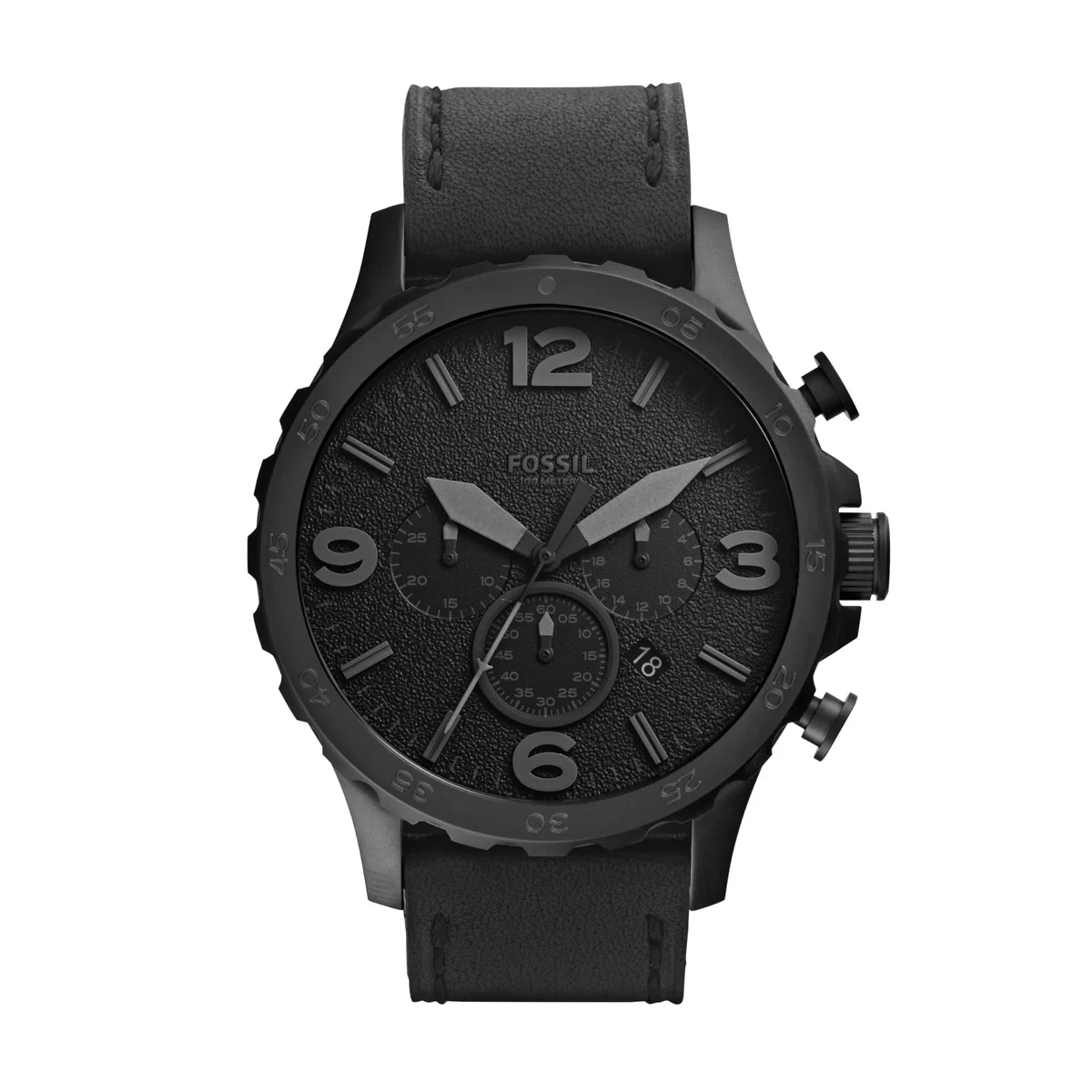 Fossil Nate Uhr für Herren, Quarzwerk Chronograph mit Edelstahl- oder Lederarmband