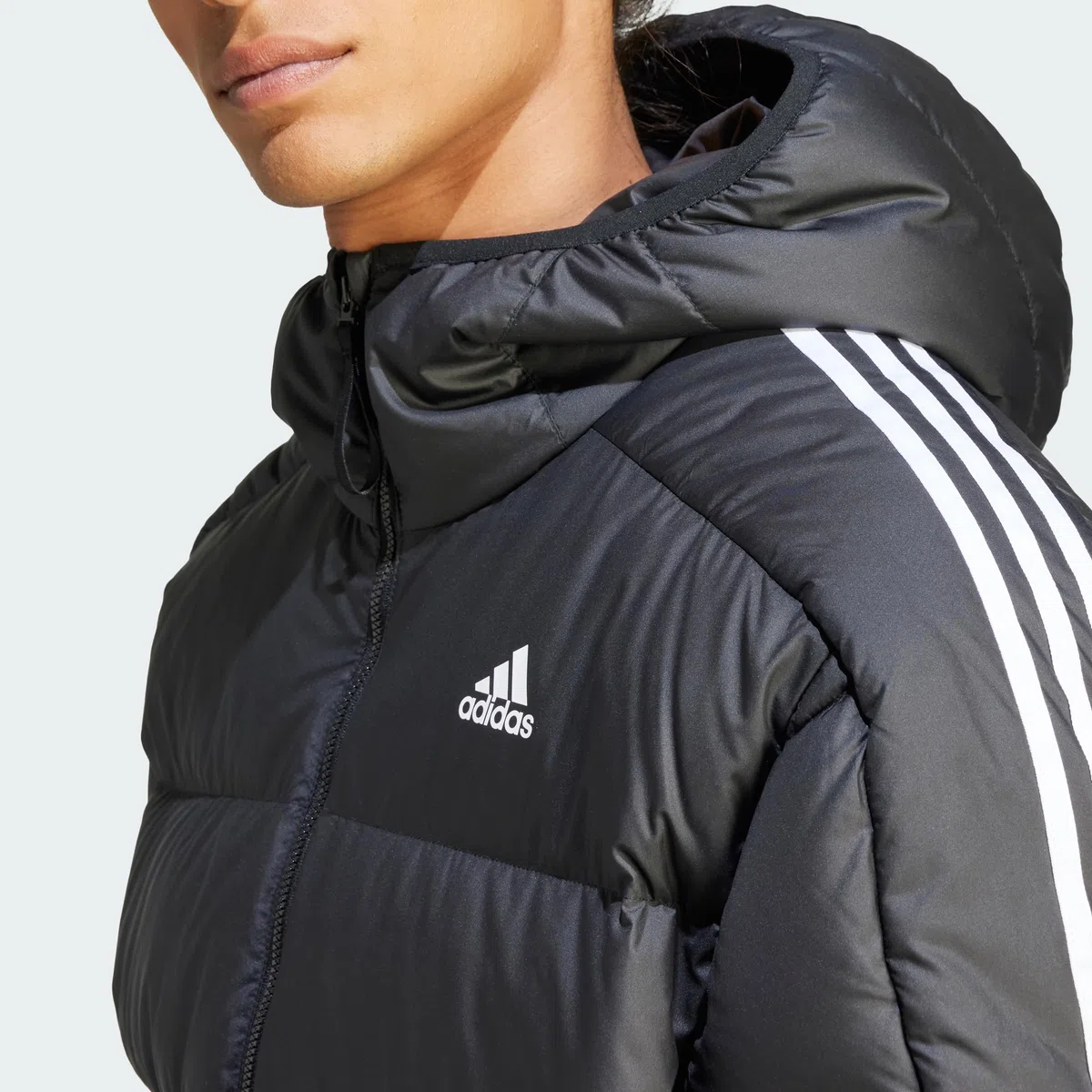 adidas Herren Essentials Midweight Down Hooded Stripes Jacket Daunenjacke (1er Pack)