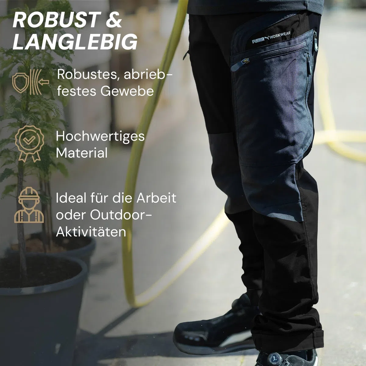 PUMA Workwear Pro-One Wanderhose Herren - Robuste Outdoor Hosen für Herren - Mit verstärktem Nylon für Langlebigkeit - Trekkinghose mit 4-Wege-Stretch - Verstellbarer Knopfleiste