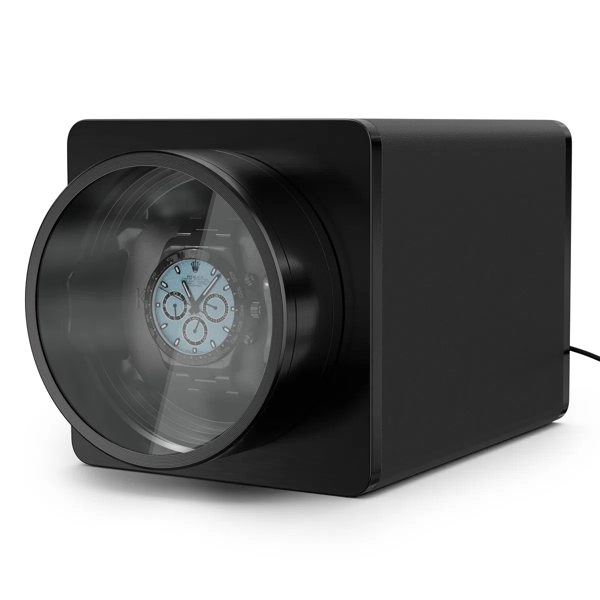 Klarstein TimeSync Uhrenbeweger – Leiser Mabuchi-Motor, veganes Leder, 5 TPD, Batteriebetrieb und Netzstrom, für 1 Automatikuhr, Schwarz – Uhrenbeweger für Automatikuhren