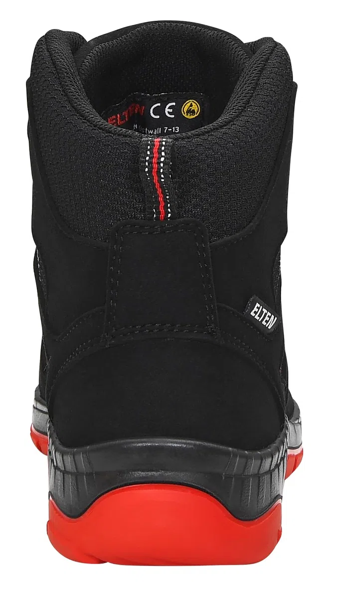 ELTEN MADDOX BOA black-red Mid ESD S3S | Sicherheitsschuhe für Damen & Herren, Stahlkappe, leicht, atmungsaktiv