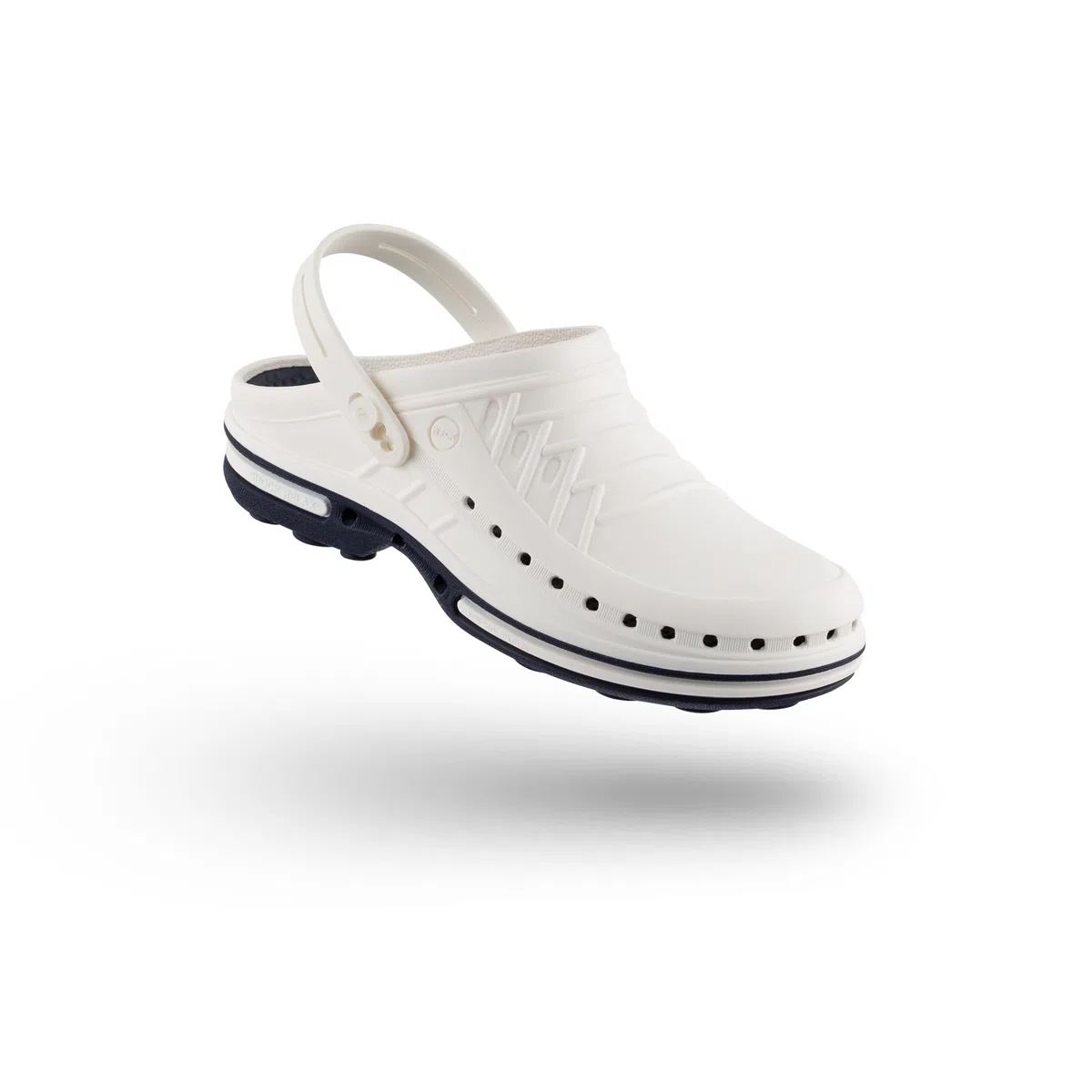 WOCK Clog, Damen Sanitär Clogs Orange/Weiß, Unisex - Mann Frau Clog mit Fersenriemen, Sterilisierbarund mit Zitronenaroma - Größenbereich 35-48