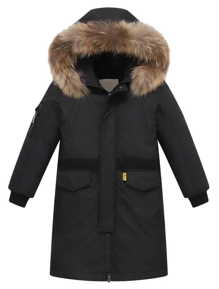 FTCayanz Kinder Daunenjacken Winterjacke mit Kapuze Lang Jacken für Jungen Mädchen Mäntel warm Wintermantel