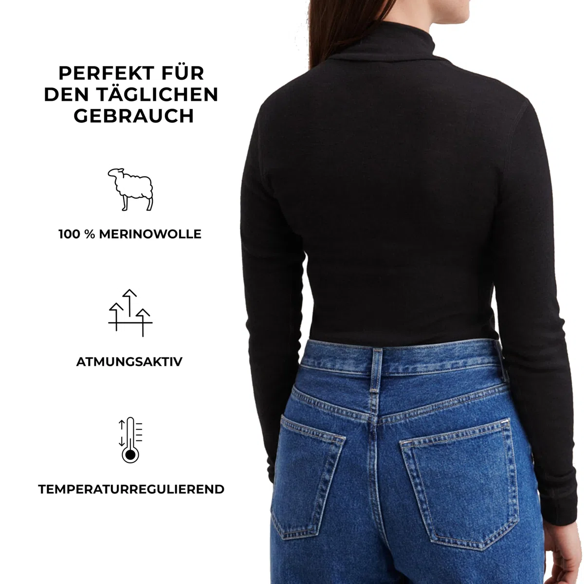 DILLING Damen Merinowolle Half-Zip Langarmshirt Midlayer Baselayer temperaturregulierend atmungsaktiv