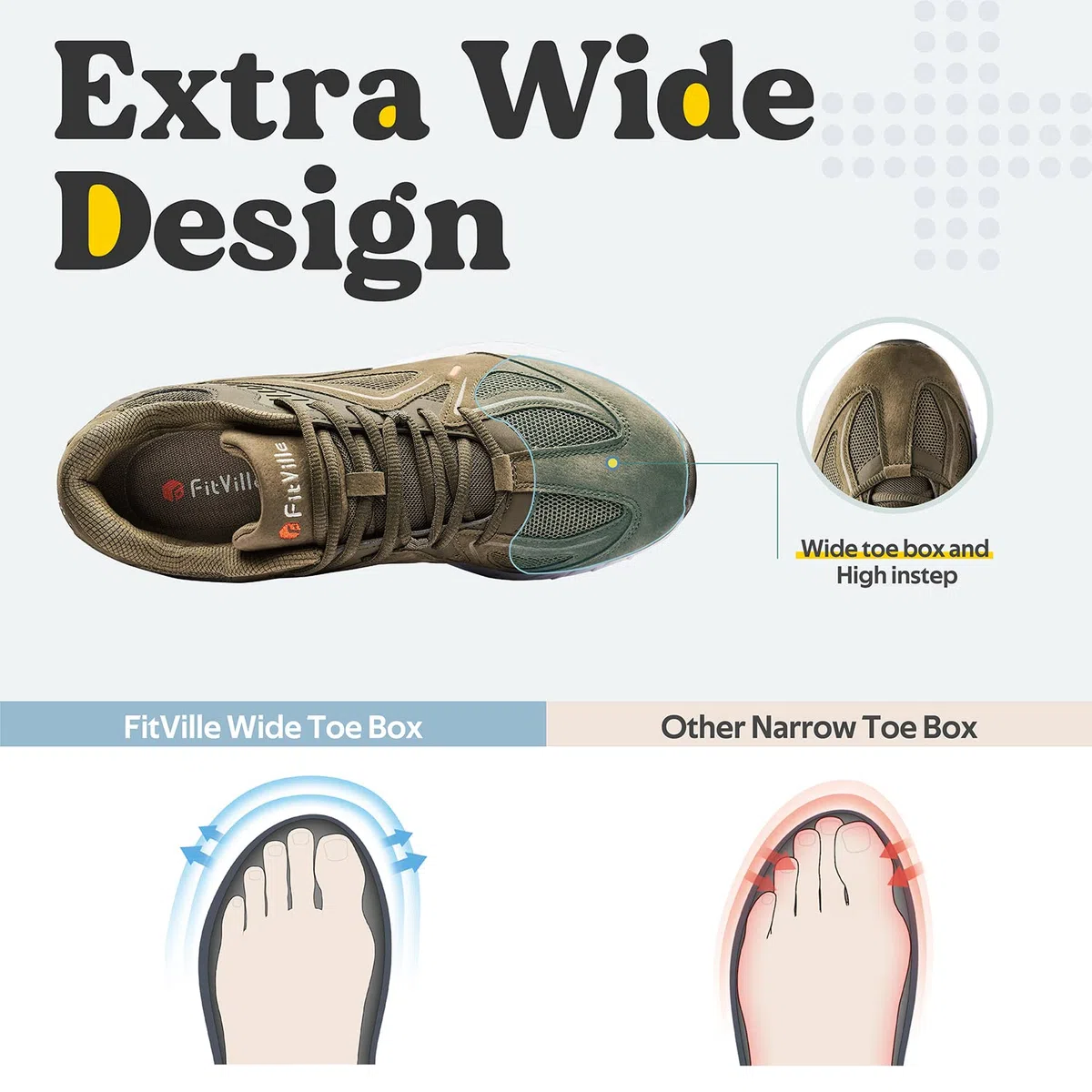FitVille Laufschuhe Herren Extra Weite Turnschuhe Sportschuhe breite zehenbox Fitnessschuhe Bequeme Sneaker Walking Schuhe für Breite Füße