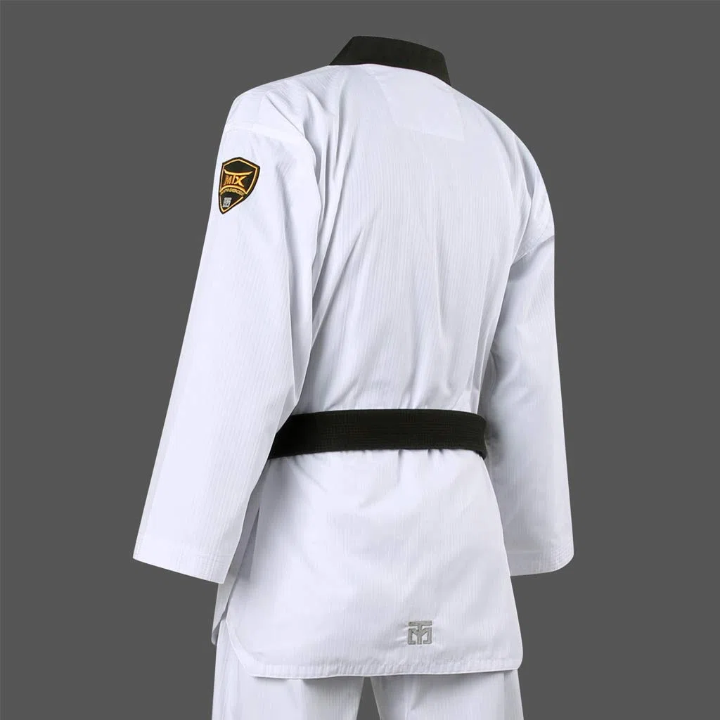 Mooto Korea Taekwondo MTX S2 Uniform Schwarz BK V-Ausschnitt Dobok Weiß Uniformen Tae Kwon Do MMA Kampfsport Karate WT Logo
