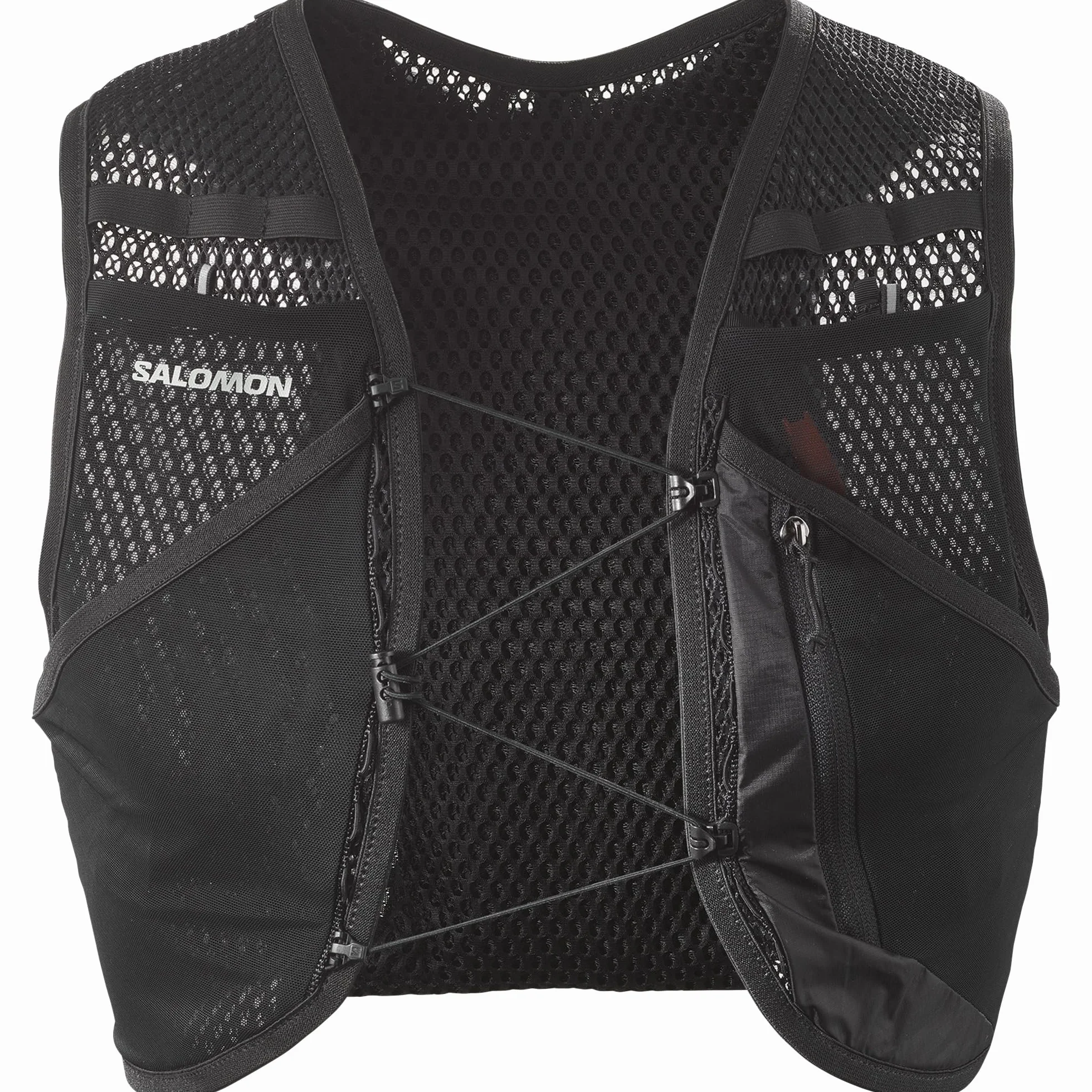 Salomon Active Skin 4 ohne Flaschen, Brusttaschen mit einfacher Flüssigkeitszufuhr, Precision SensiFit Comfort, Custom Quiver-kompatible sichere Aufbewahrung, Kurze Trailrunning-Weste