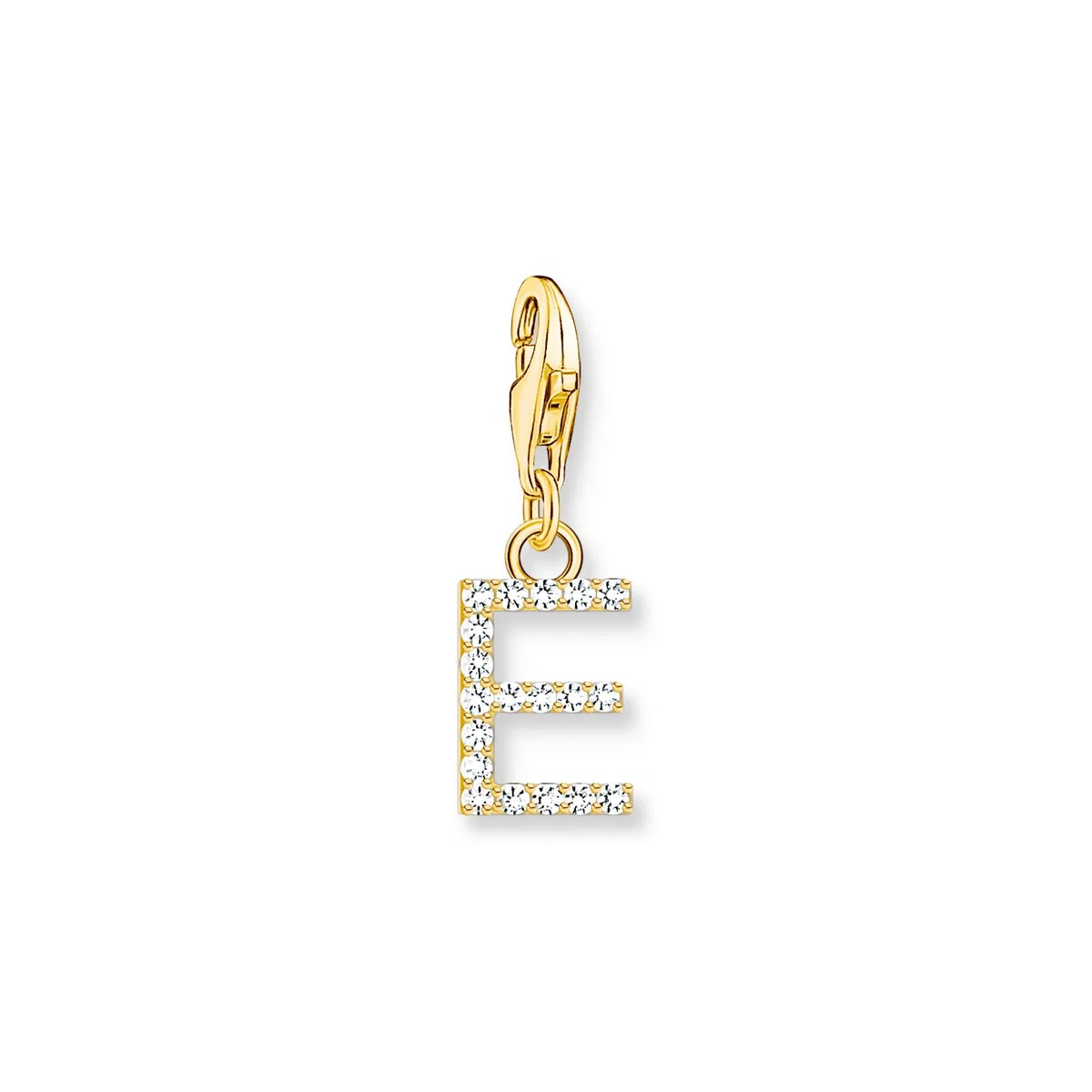 THOMAS SABO Charm-Anhänger Buchstabe E mit weißen Steinen vergoldet 925 Sterlingsilber