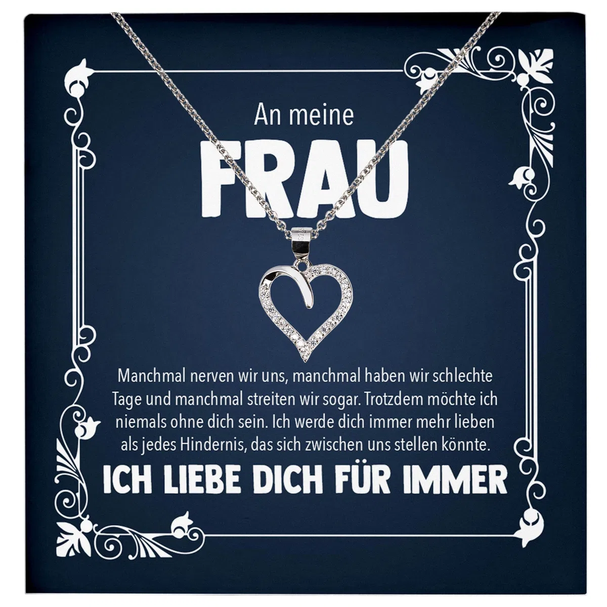 Ehefrau Geschenk Frauen Schmuck Hochzeitstag Valentinstag Geburtstag - Echt Silber 925 Herz Halskette mit Karte