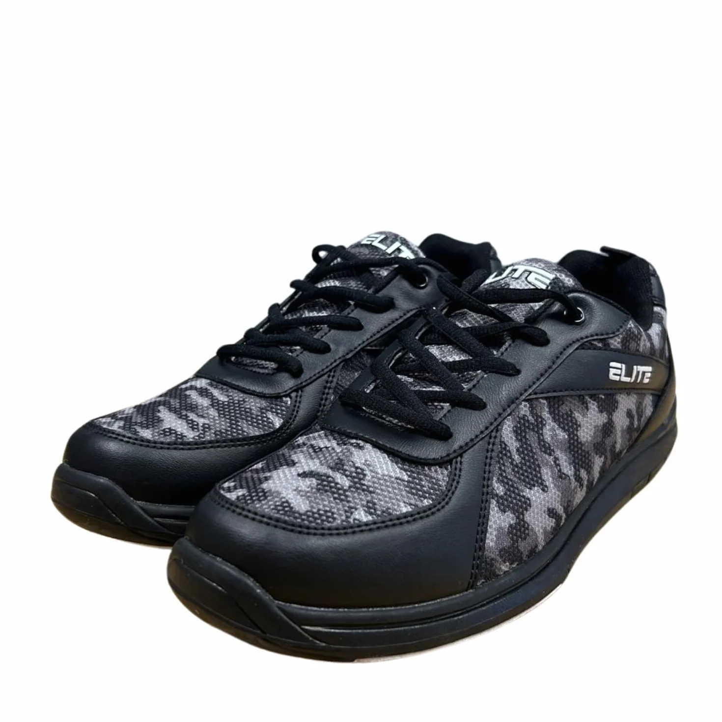 ELITE Pinnacle Bowlingschuhe für Herren – leicht, universelle Gleitsohlen, bequem und leistungssteigernd, Grau, Camo, 48 EU