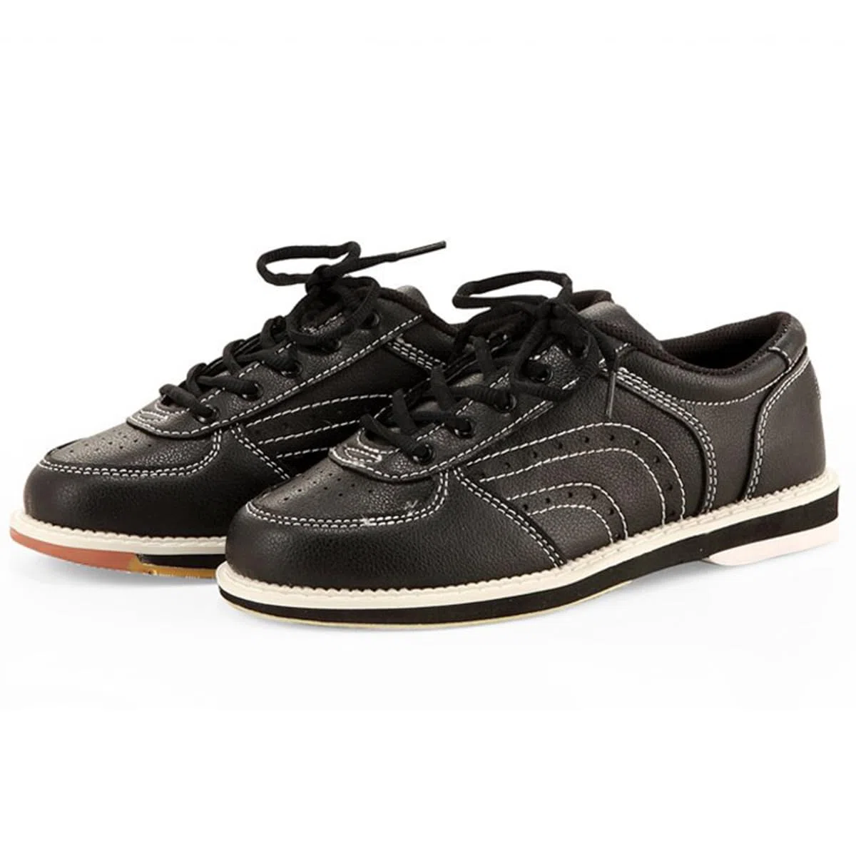Herren Bowlingschuhe Leder bequemer Leichte Schnürung Bowling Trainingsschuhe rutschfest Atmungsaktiv Mikrofaser Sohle