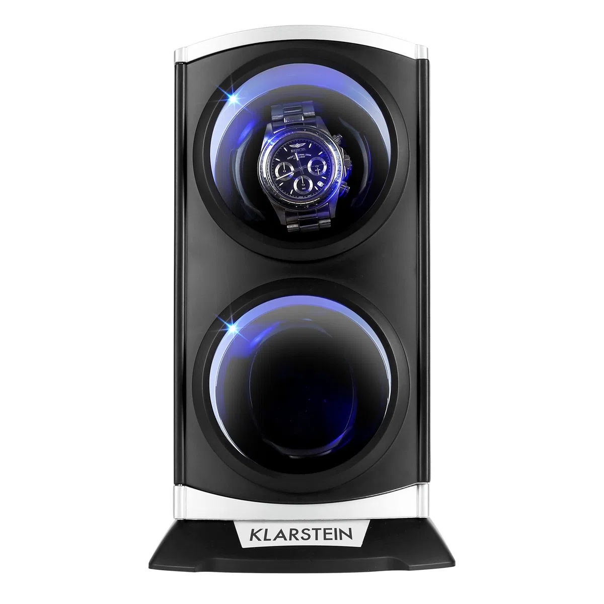 Klarstein Uhrenbeweger, Automatik-Uhrenbeweger, Watch Winder, Uhrenbeweger für Automatikuhren, Automatischer Uhrenbeweger mit Platz für 2 Uhren, LED Beleuchtung, 3 Drehmodi, 4 Rotation