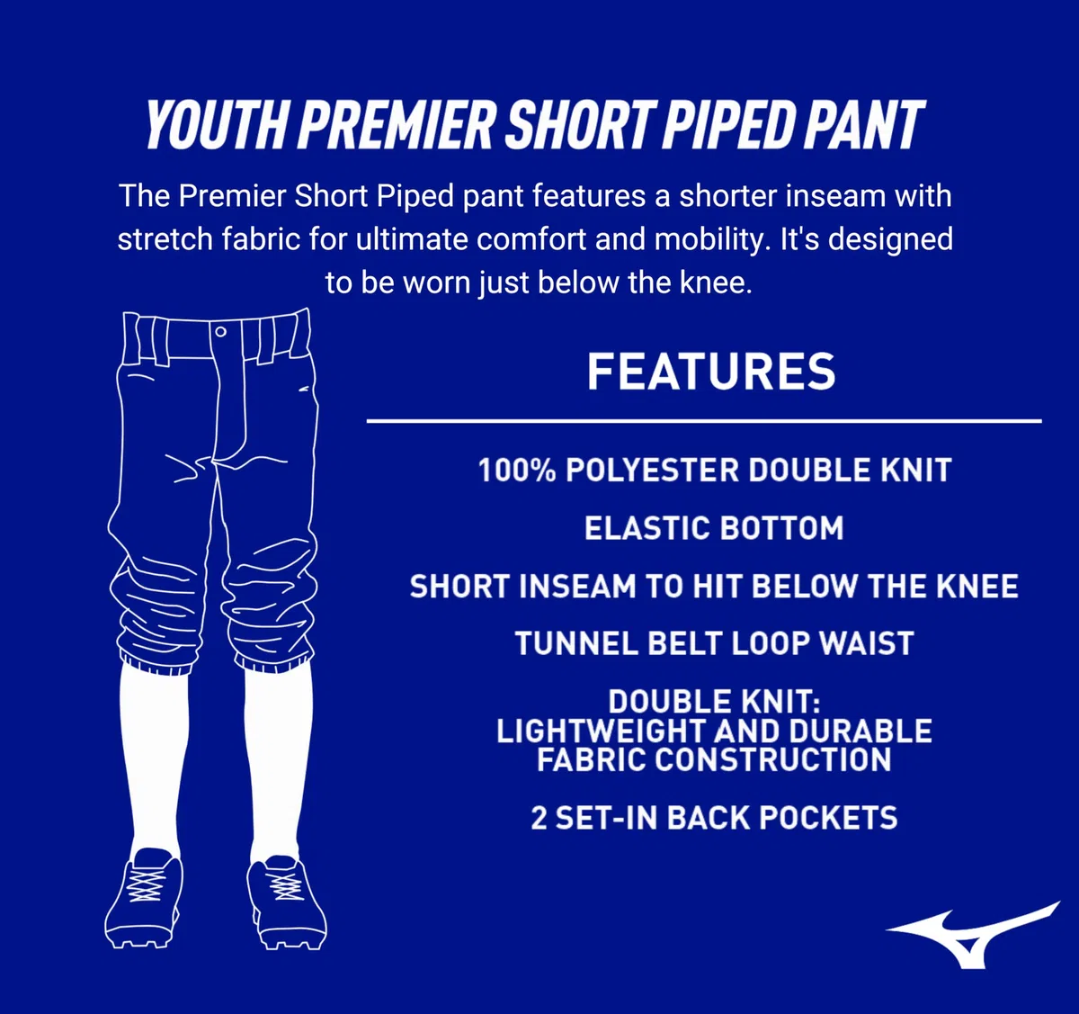 Mizuno Youth Premier kurz Paspel Hose
