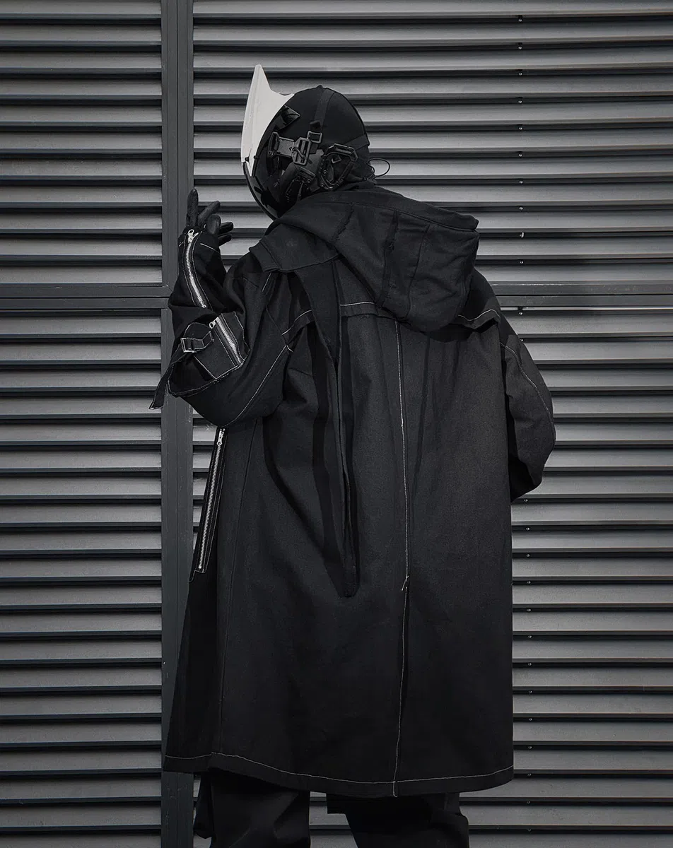 Niepce Inc Japanese Techwear Streetwear Herren Trenchcoat mit Reißverschluss