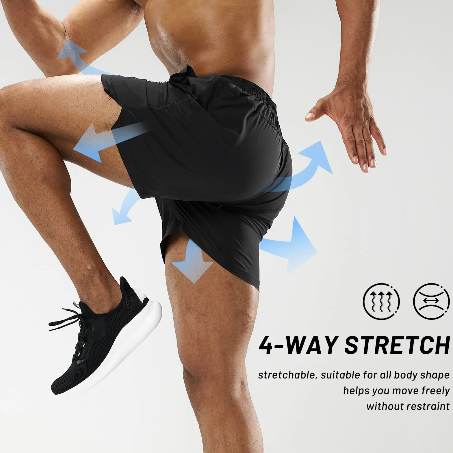 Herren Sport Shorts Kurze Hose Schnell Trocknend Sporthose Schnelltrocknende Laufshorts Gym Trainingsshorts Kurze Schnell Trocknend Reißverschlusstasche, Camouflage Grau
