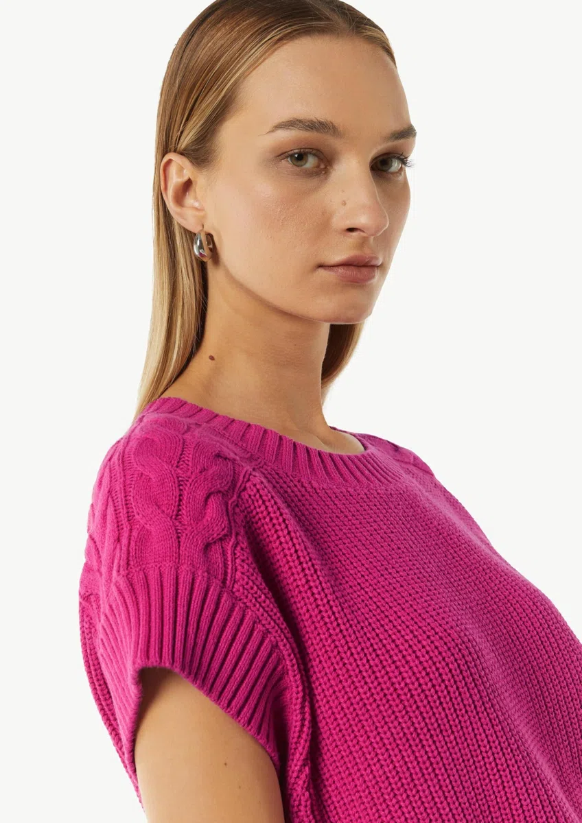 Comma Weiter Strickpullunder mit Zopfmuster-Detail