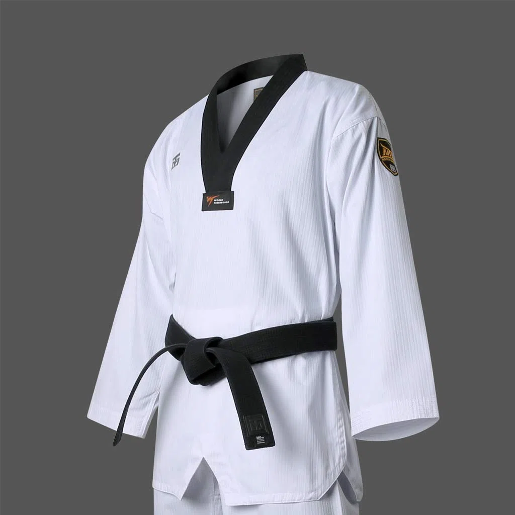 Mooto Korea Taekwondo MTX S2 Uniform Schwarz BK V-Ausschnitt Dobok Weiß Uniformen Tae Kwon Do MMA Kampfsport Karate WT Logo