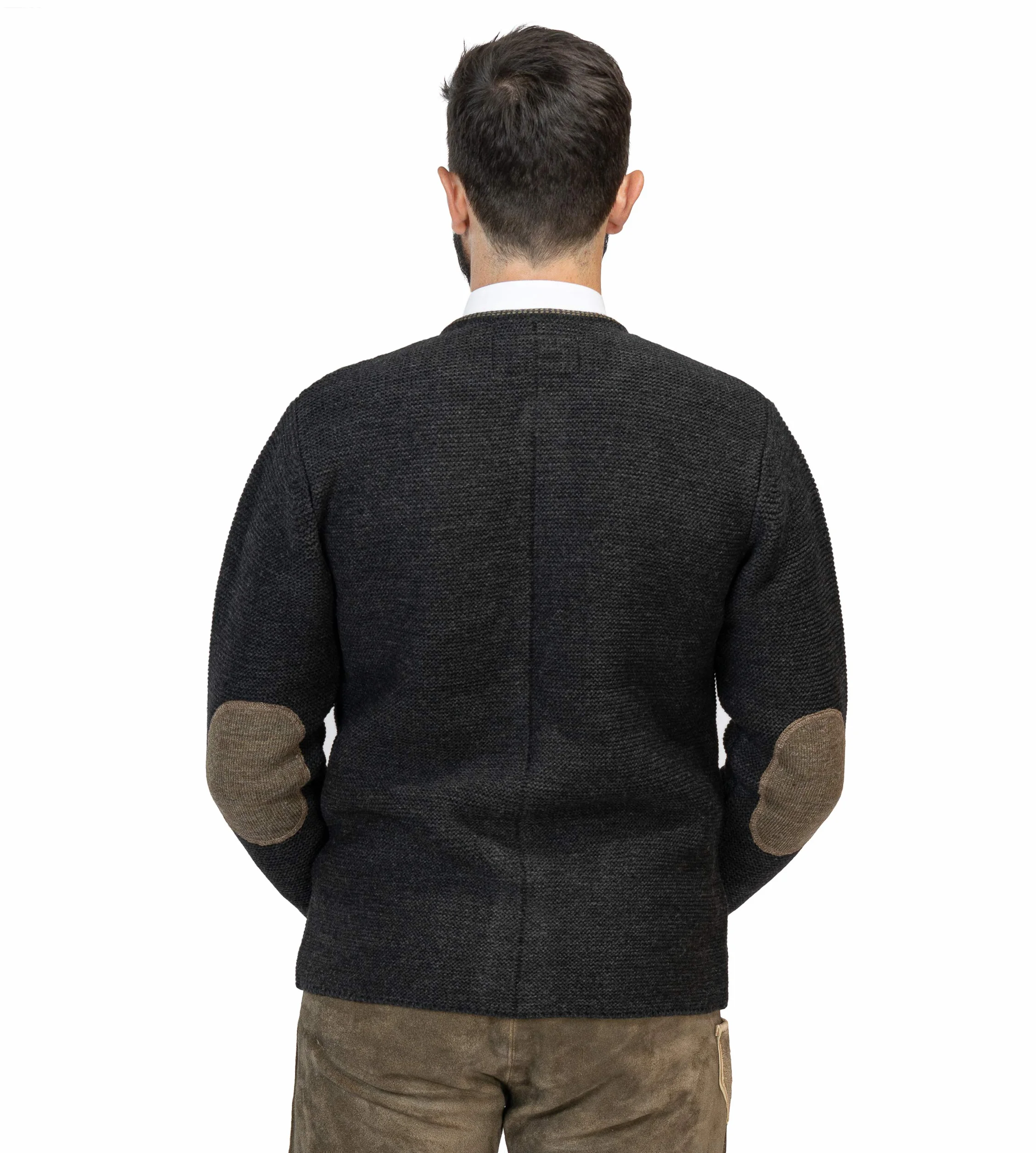 Schöneberger Trachten Couture Hochwertige Herren Strickjacke Anton - Trachtenjacke aus Wolle - Cardigan Jacke in Braun oder Blau - Anton