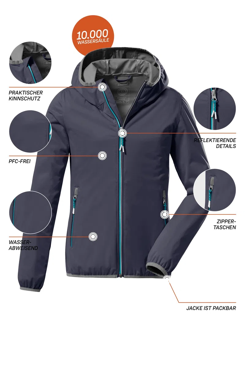 Killtec Mädchen Kos 164 Grls Jckt Lightweight Jacke mit Stehkragen, packbar