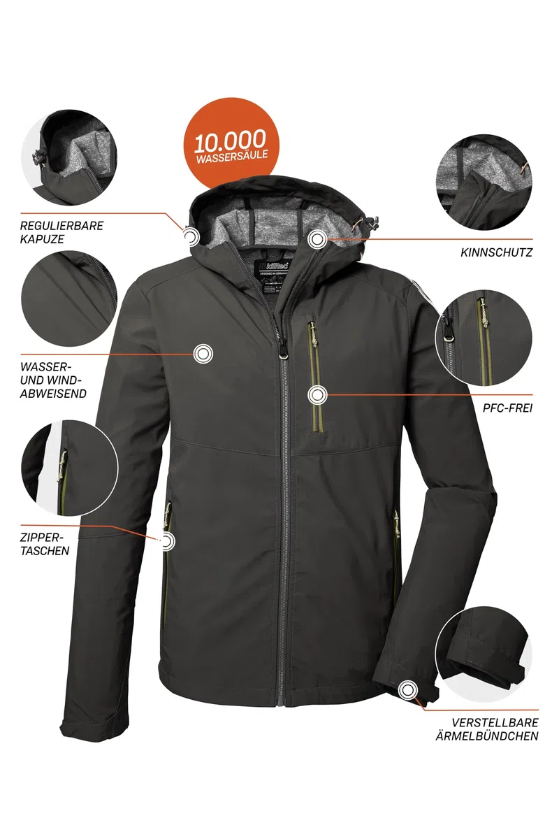 killtec Herren Softshelljacke/Outdoorjacke mit Kapuze KOS 259
