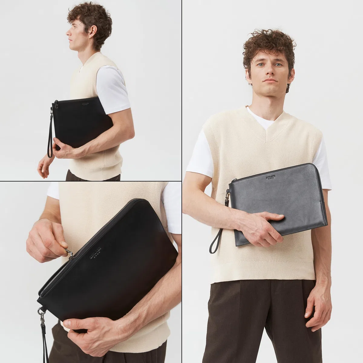 Berliner Bags Premium Dokumentenmappe Alex XL, Dokumententasche, Reisepass Organizer und Banktasche aus Leder, für Damen und Herren - Schwarz