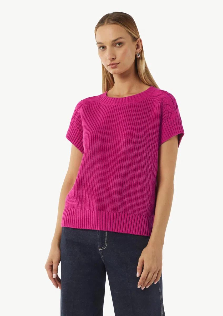 Comma Weiter Strickpullunder mit Zopfmuster-Detail