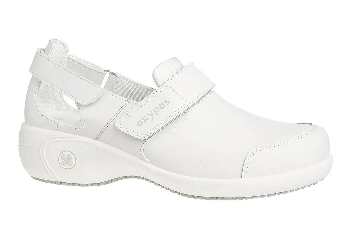 Oxypas Arbetsschuhe aus Leder - SALMA - Sicherheitsclog für Damen, rutschfeste und Bequeme Schuhe ideal für Krankenhaus und Pflege, Weiss, 38 EU