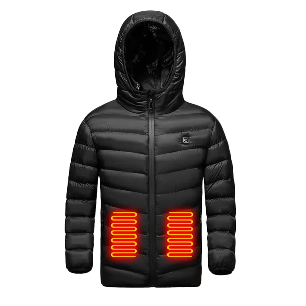 scosao Beheizte Jacke Kinder, Junge Mädchen Daunenjacke Hoodies USB Wiederaufladbar Beheizbare Kleidung Winter Wärmer Bekleidung füR Outdoor Camping Wanderung