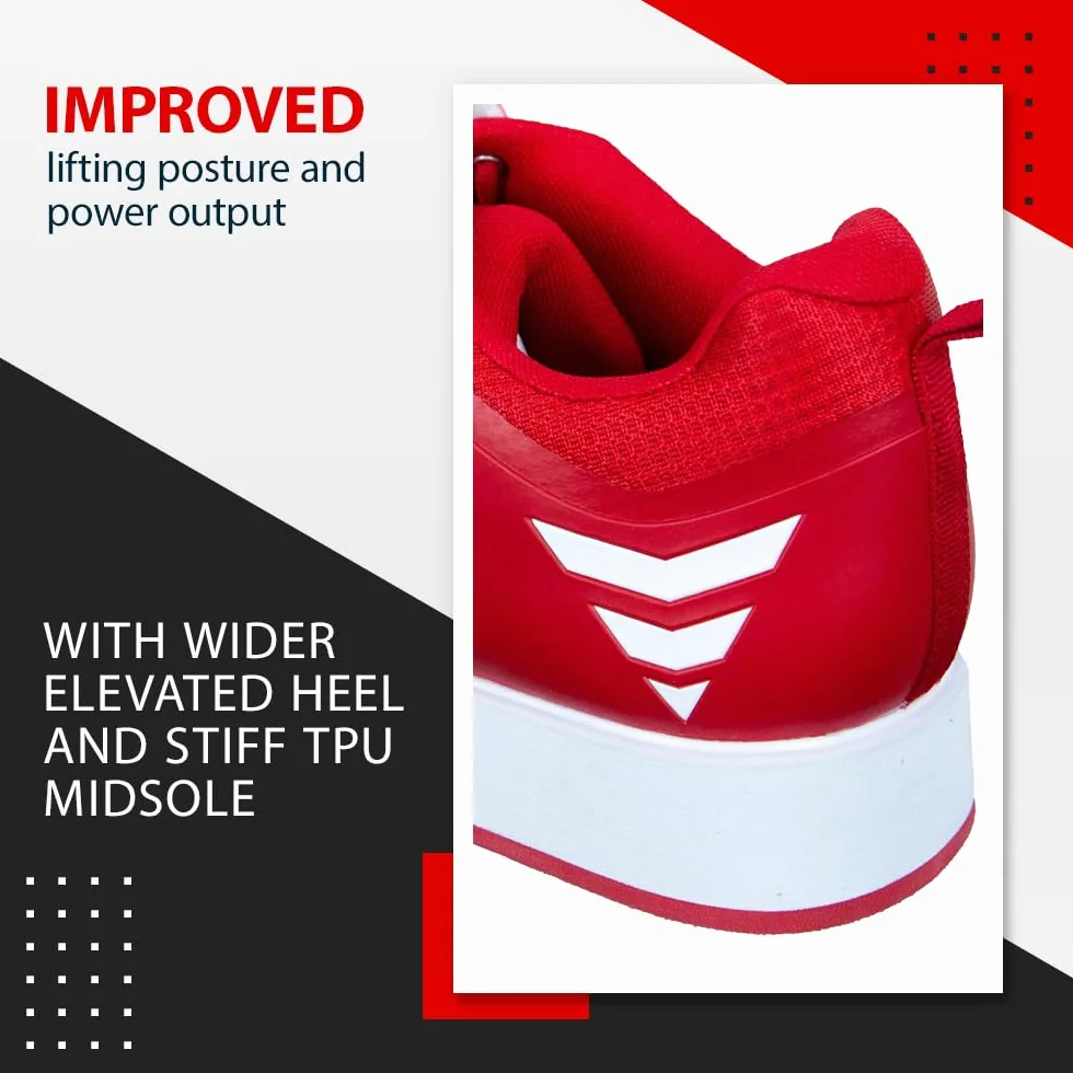 Nordcore Gewichtheberschuhe, Powerlifting Schuhe, Gewichtheberschuhe für Herren und Damen, Shoes for Weightlifting and Bodybuilding, Squat Schuhe, Gewichtheber Schuhe, Kreuzheben Schuhe Rot