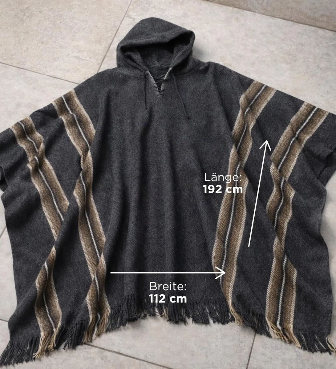 Gamboa Alpaka Wolle Poncho Herren Decke Ponchos Kapuze Cape Pancho Männer Mexikanischer Wollponcho Winter Cowboy Hippie Jacke