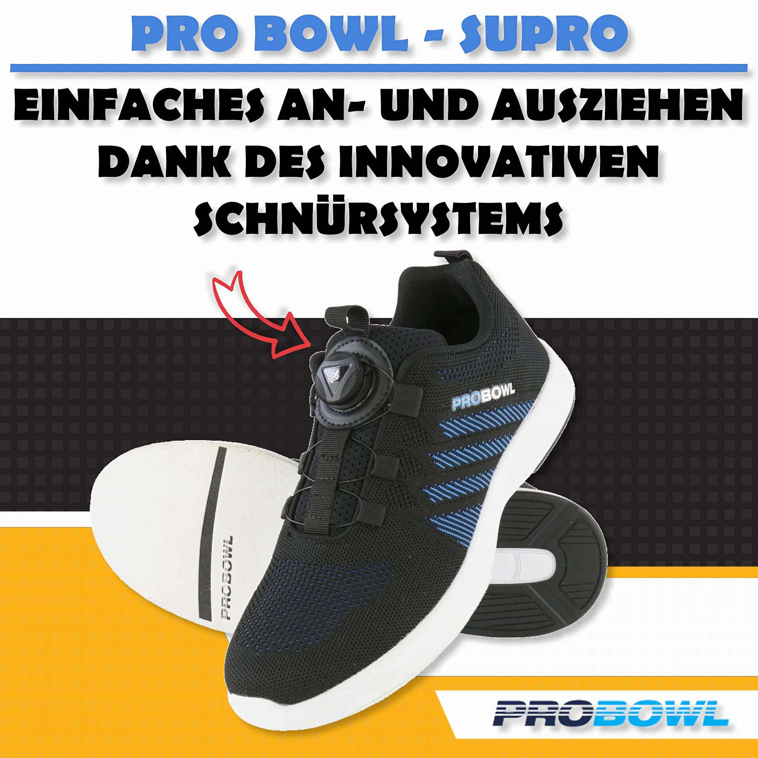 Bowling-Schuhe Herren Erwachsene - Pro Bowl Supro – Gleitsohlen – Hobby Freizeitspieler - Größe: 42,5