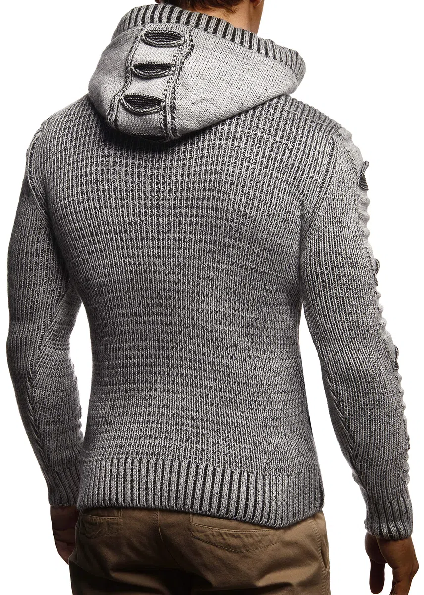 Leif Nelson Strickjacke Herren mit Kapuze & Reissverschluss - Strick Sweatjacke Männer Cardigan für Winter & Sommer