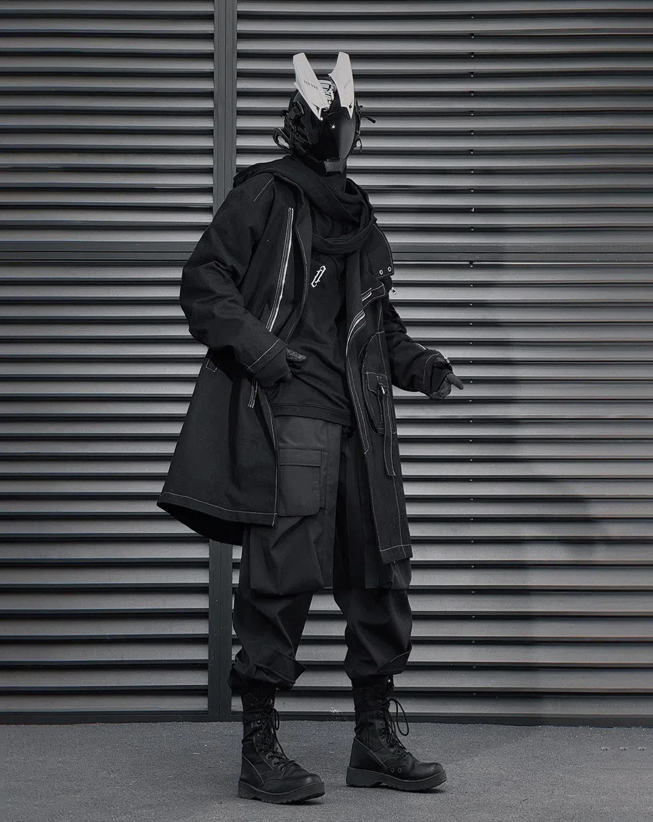 Niepce Inc Japanese Techwear Streetwear Herren Trenchcoat mit Reißverschluss