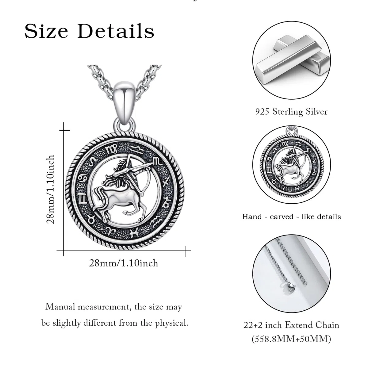 12 Sternzeichen Anhänger Halskette 925 Sterling Silber Oxidiert/Gold Anhänger Sternzeichen Kette Astrologie Schmuck Geburtstag Geschenke für Männer Frauen, mit Edelstahlkette