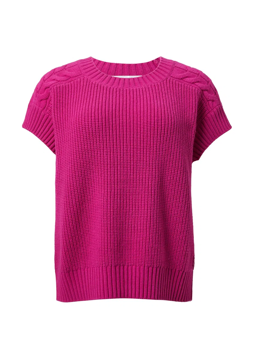 Comma Weiter Strickpullunder mit Zopfmuster-Detail