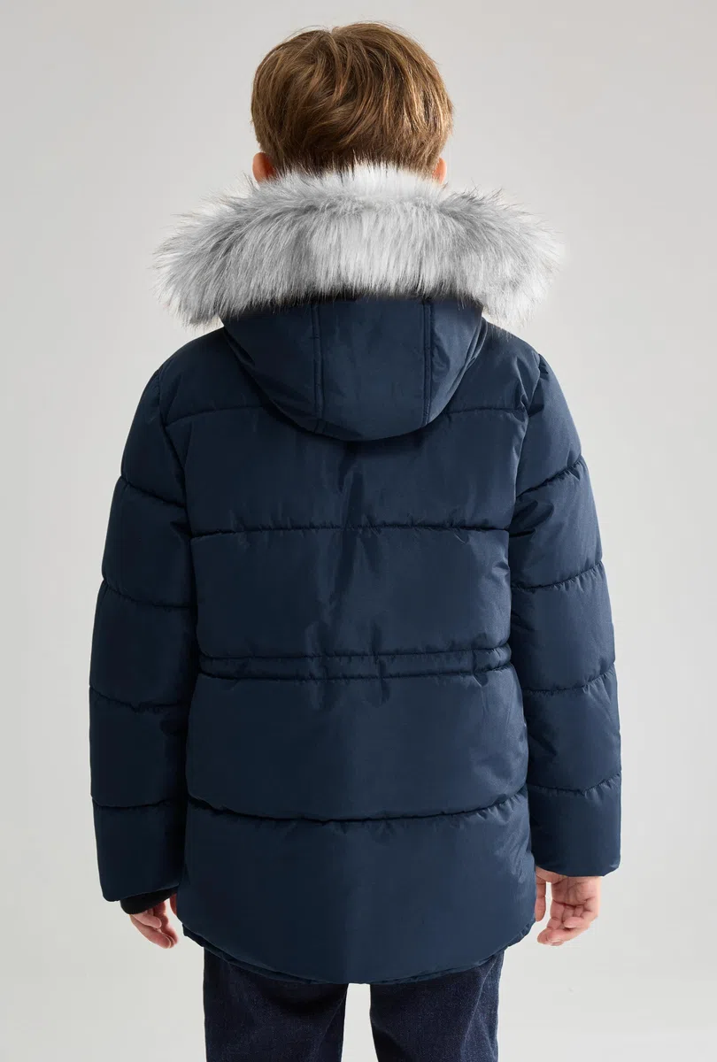 maoo garden Jungen geschwollener Wintermantel Große Kinder Schwergewicht Sherpa gefüttertes Fell Kapuzen-Outdoorjacke Wasserabweisender Schneeparka