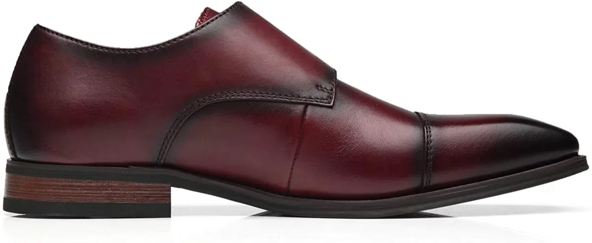 La Milano Herren Doppel-Krawatte Gurt ziehen-auf Loafer Cap Zehe Leder Oxford Formale Geschäft lässig Bequeme Kleidschuhe für Männer