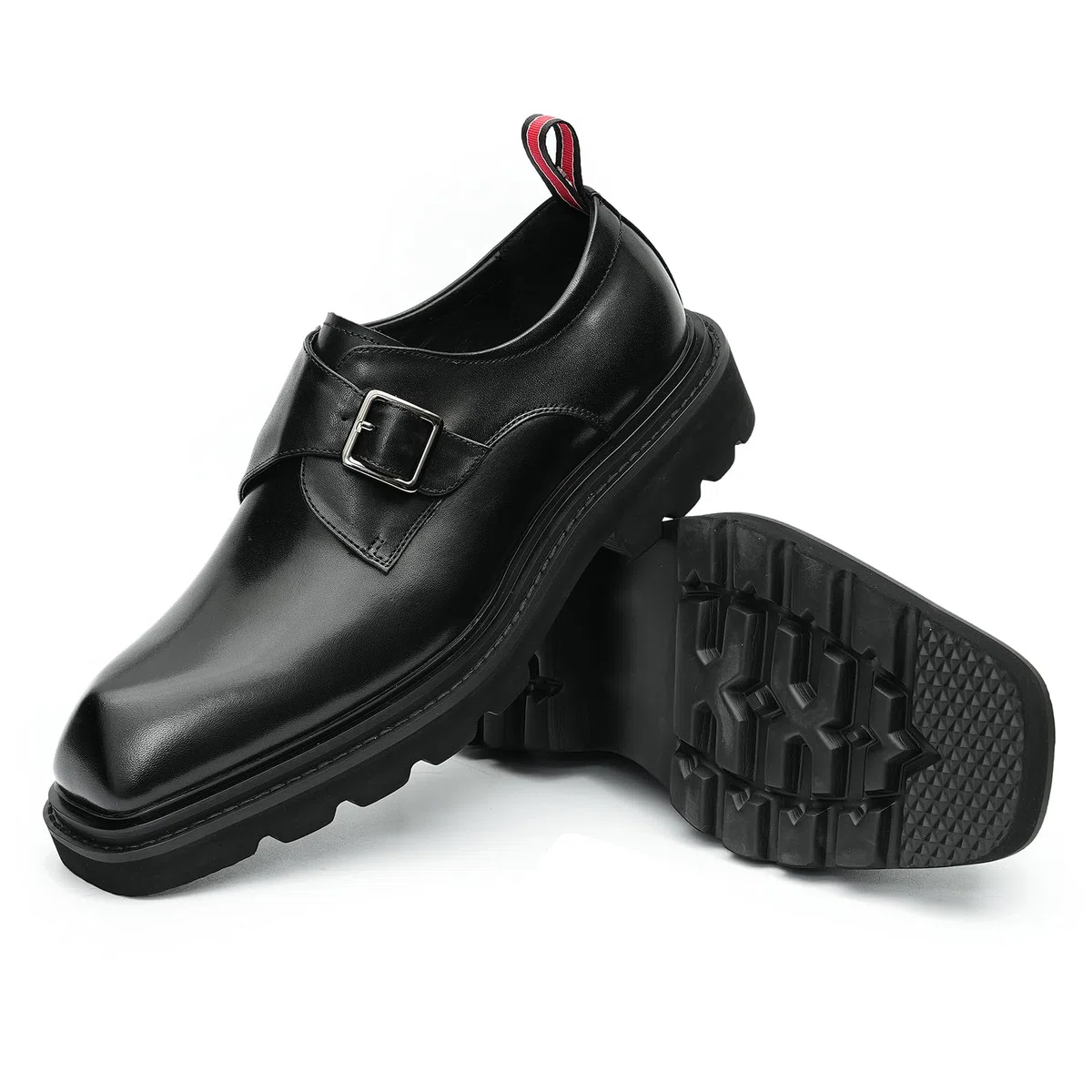 Generisch Herren Echtes Leder Atmungsaktive Dicke Sohle Schuhe Business Casual Schnalle Schuhe
