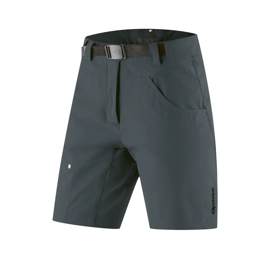 Gonso Mira, Kurze Damen Fahrradhose, 2in1 Bikeshorts mit Stretcheinsatz über dem Gesäß, Einknöpfbare Radunterhose mit Relax Gel Comfort Sitzpolster, Weite Passform, PFC-Frei