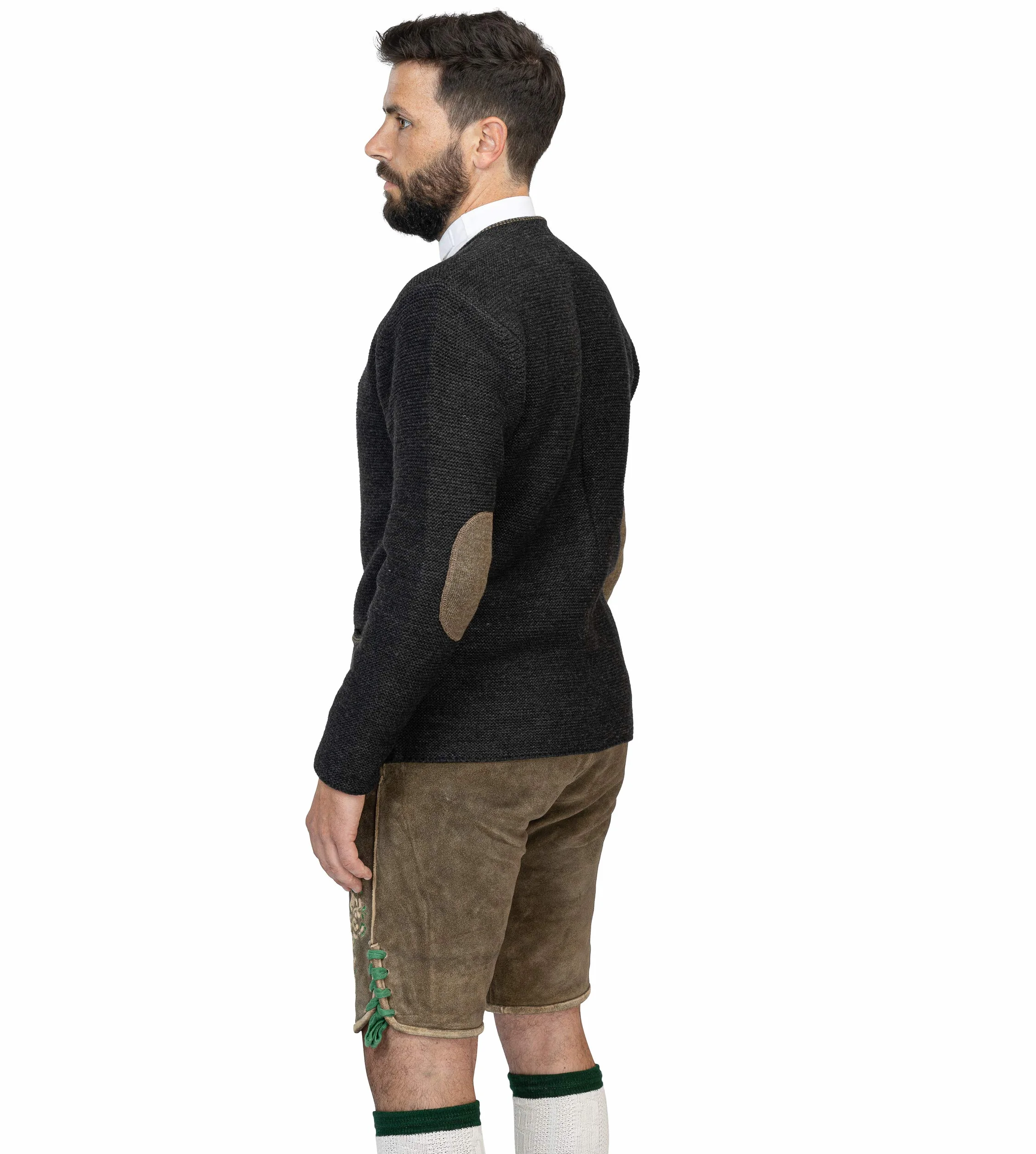 Schöneberger Trachten Couture Hochwertige Herren Strickjacke Anton - Trachtenjacke aus Wolle - Cardigan Jacke in Braun oder Blau - Anton