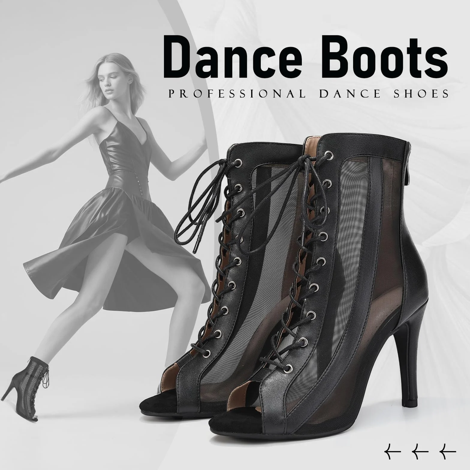 Tanzstiefel Damen Latein Stöckelabsatz Schnürstiefel für Jazztanz Absatz Party Leistung Tanzschuhe