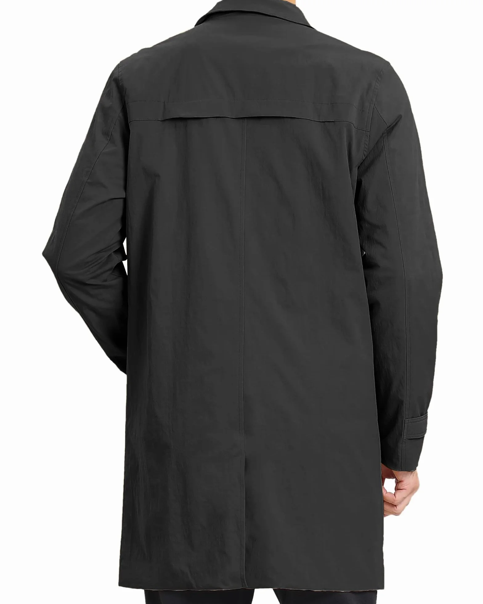 Herren Trenchcoat Einreihig Lang Mantel Leichter Revers Herbst Winter Jacke Übergangsjacke