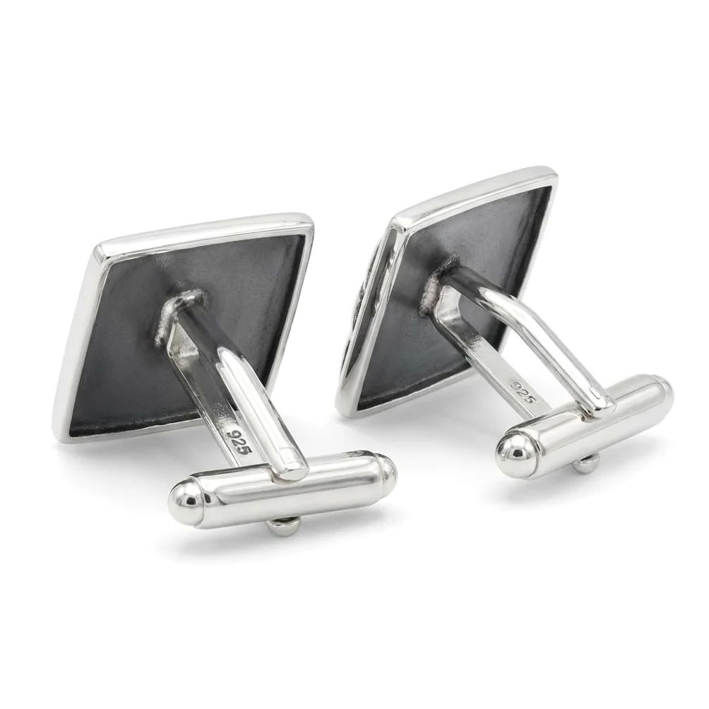 Alexander Castle 925 Sterlingsilber Oxidierte Keltische Manschettenknöpfe für Männer – Quadratische 15mm x 15mm Keltische Trinity-manschettenknöpfe mit Schmuck-geschenkbox