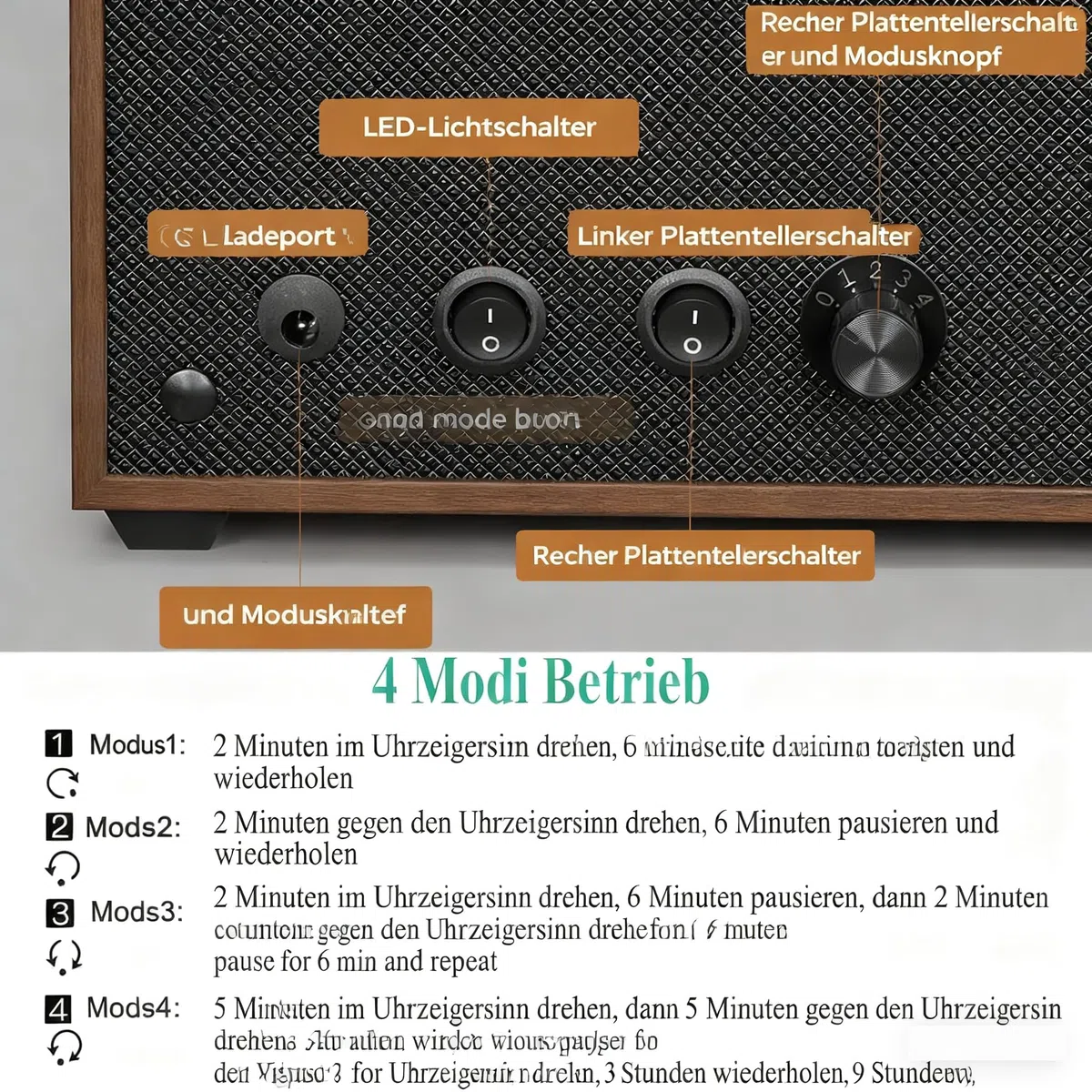 ANWBROAD Uhrenbeweger für 6 Uhren Spinner mit LED und Superleisen Mabuchi-Motor Automatik Uhrenbeweger 4 Rotationsmodi Uhrenschüttler Geschenk JWW003A