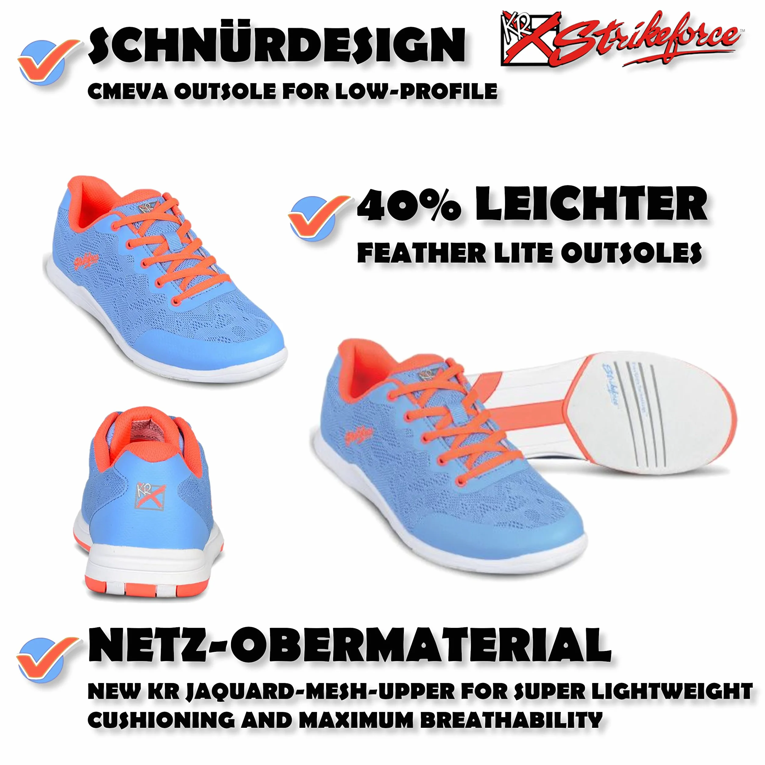 Bowling-Schuhe – [LACE] – KR Strikeforce Bowling - Gleitsohle beidseitig - Sportlich - Farbig