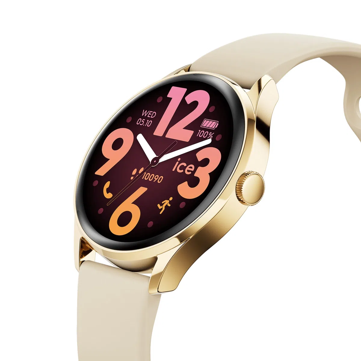 Ice-Watch - Ice smart 3.0-1.2 Gold Beige AMOLED GPS - Gold runde verbundene Uhr für Damen mit Silikonarmband - 025115 (1.20 Zoll)