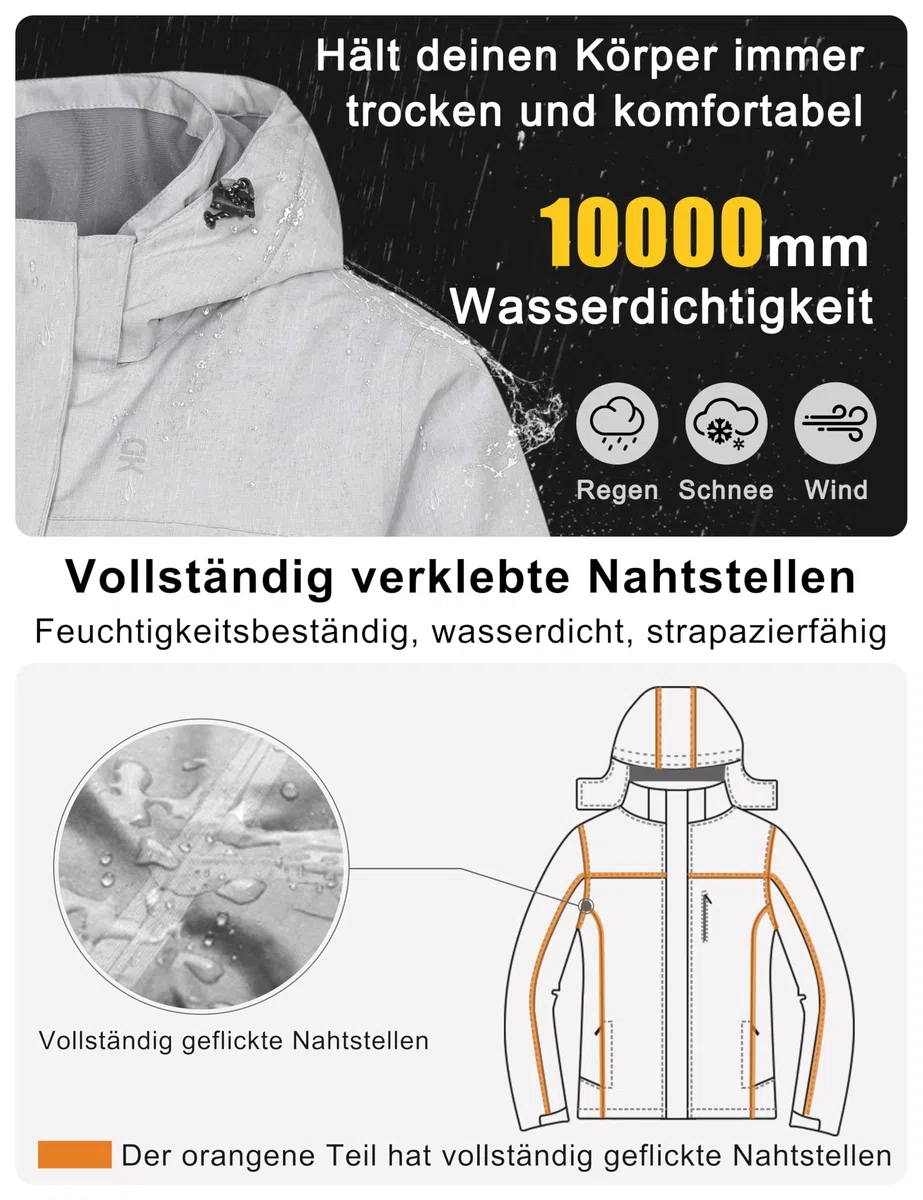 Little Donkey Andy Damen wasserdichte Regenjacke Leichte atmungsaktivem Regenjacke für Outdoor-Windbreaker zum Wandern